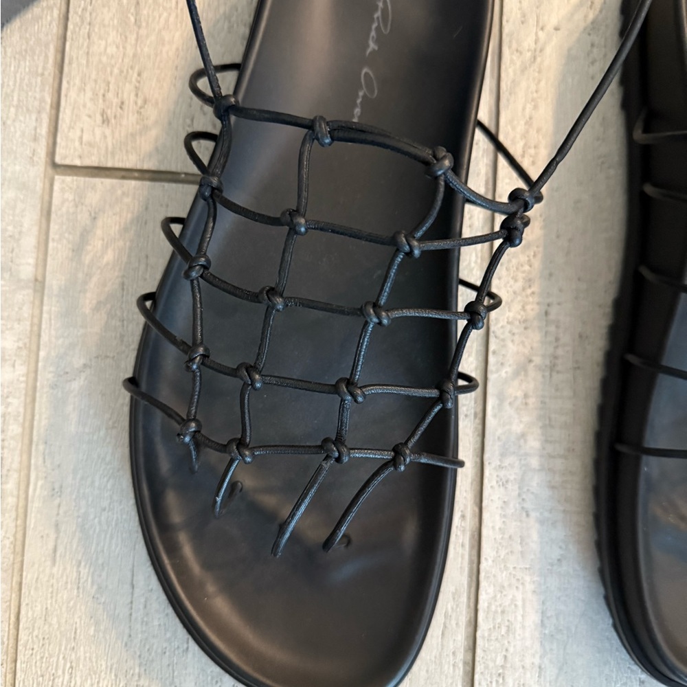NIB Rick Owens SS25 Black Leather Web Birkenstock Sandals - Size IT37/US7 - Picture 6 of 9